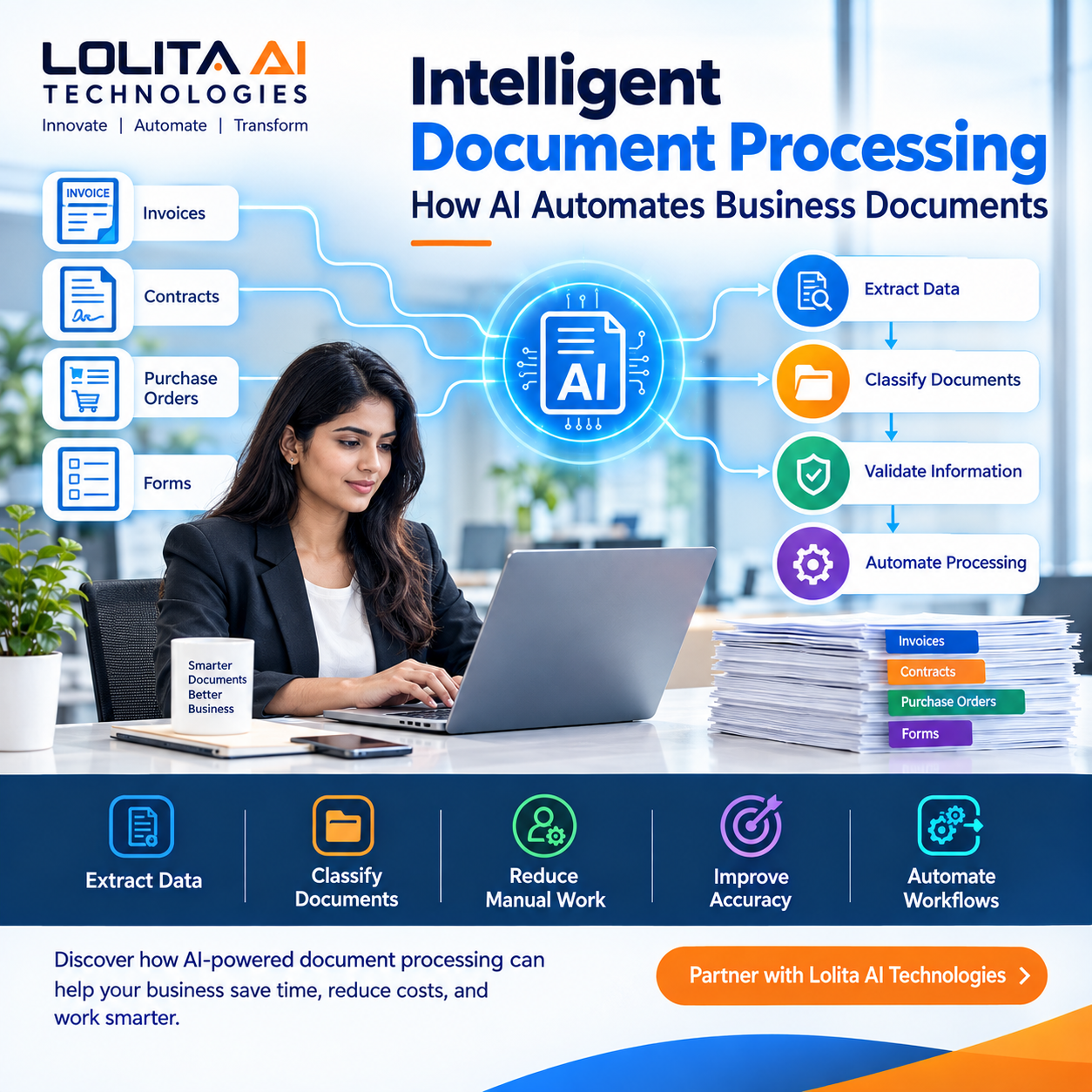 AI-powered intelligent document processing for invoices, contracts, purchase orders and business document automation